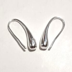925 Silver Hooked Earrings Lobed Teardrop Christmas Gift NEW